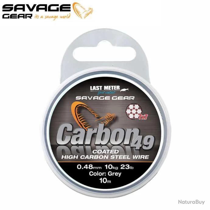 Bas De Ligne Tresse Acier Carbon49 Steelwire 10M Savage Gear Coated Grey 50lbs 3 Bas De Ligne Tresse Acier Carbon49 Steelwire 10M Savage Gear Coated Grey 50lbs