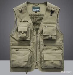 Mountain Gilet De Pêche 12 Poches, Coloris KAKI......LIV OFFERTE