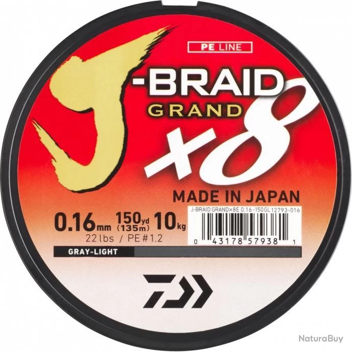 J-Braid Grand X8 270 M Gris Daiwa 35/100 / #6 / 36 Kg / 79 Lb 3 J-Braid Grand X8 270 M Gris Daiwa 35/100 / #6 / 36 Kg / 79 Lb